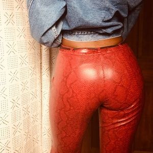 🌶 2000s Red Hot PVC Snakeskin Pants 🌶